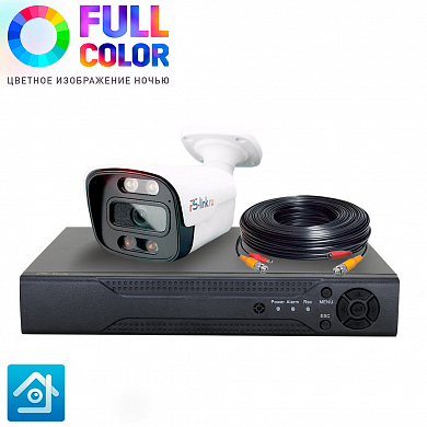 Комплект видеонаблюдения AHD 2Мп Ps-Link KIT-C201HDC 1 уличная камера FullColor — детальное фото