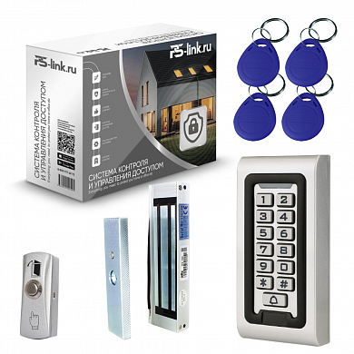 Комплект СКУД на одну дверь Ps-Link KIT-S601EM-WP-180 / магнитный замок 180 кг / кодовая панель / RFID — детальное фото
