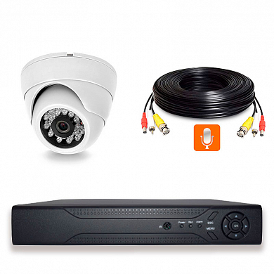 Комплект видеонаблюдения AHD 8Мп Ps-Link KIT-A801HDM / 1 камера / отдельный микрофон — детальное фото