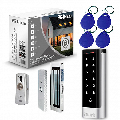 Комплект СКУД на одну дверь PS-Link KIT-T1101EM-180 / эл. магнитный замок 180кг / кодовая панель / RFID — детальное фото