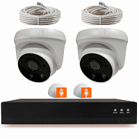 Комплект видеонаблюдения IP Ps-Link KIT-A202IPMX-POE / 2Мп / 2 камеры / запись звука — фото товара