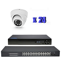Комплект видеонаблюдения IP Ps-Link KIT-A224IP-POE / 2Мп / 24 камеры / питание POE — фото товара