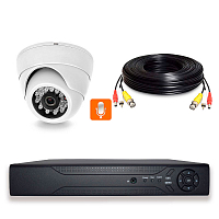 Комплект видеонаблюдения AHD 2Мп Ps-Link KIT-A201HDM / 1 камера  / встроенный микрофон — фото товара
