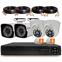 Комплект видеонаблюдения AHD 5Мп Ps-Link KIT-B504HDMX / 4 камеры / отдельный микрофон — фото товара