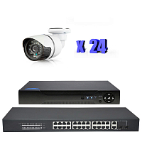 Комплект видеонаблюдения IP Ps-Link KIT-C224IP-POE / 2Мп / 24 камеры / питание POE — фото товара