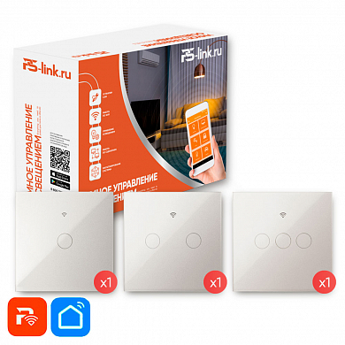 Комплект умного освещения для квартиры-студии Ps-Link PS-2401 / 3 выключателя / WiFi / Белые — детальное фото