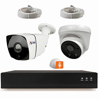 Комплект видеонаблюдения IP Ps-Link KIT-B202IPMX-POE / 2Мп / 2 камеры / запись звука / отдельный микрофон — фото товара