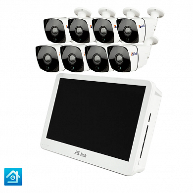 Комплект видеонаблюдения IP Ps-Link KIT-C208IP-POE-LCD / 2Мп / 8 камер / монитор — детальное фото