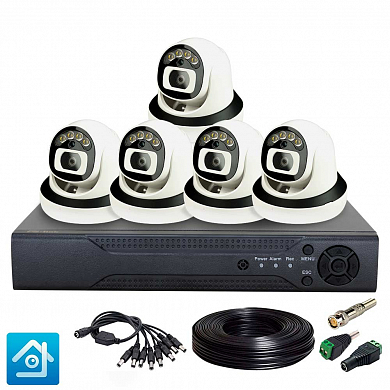Комплект видеонаблюдения AHD 8Мп Ps-Link KIT-A805HDC / 5 камер / FullColor — детальное фото