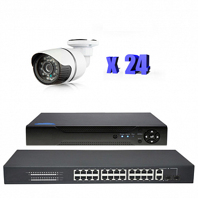 Комплект видеонаблюдения IP Ps-Link KIT-C224IP-POE / 2Мп / 24 камеры / питание POE — детальное фото