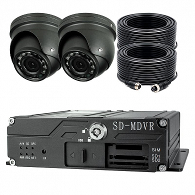 Система видеонаблюдения для транспорта Ps-Link KIT-TR010-SD / 2 камеры / SD — детальное фото