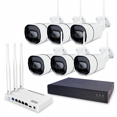 Комплект видеонаблюдения WIFI 3Мп Ps-Link WXD306RD 6 камер для улицы роутер и регистратор — детальное фото
