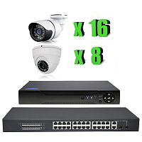 Комплект видеонаблюдения IP Ps-Link KIT-B2816IP-POE / 2Мп / 24 камеры / питание POE — фото товара