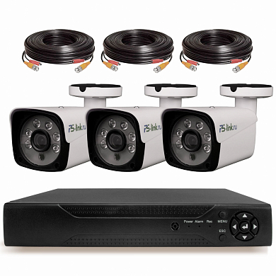 Комплект видеонаблюдения AHD 2Мп Ps-Link KIT-C203HD / 3 камеры — детальное фото